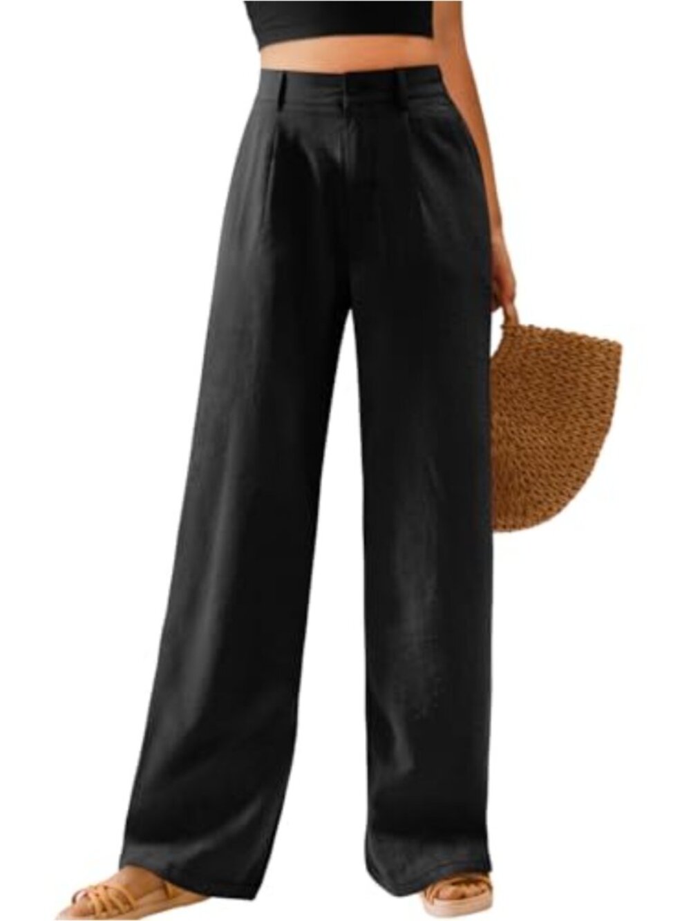 High Waisted Wide Leg Palazzo Pants with Pockets for Women